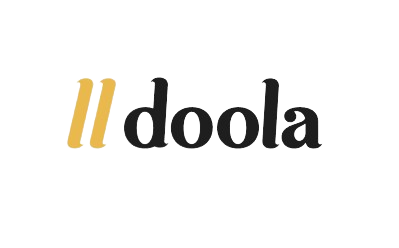 a doola logo with a white background